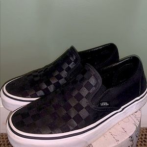 Black Checkered Slip on Vans